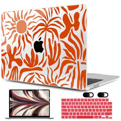 MEEgoodo Case for M5/M4/M3/M2 MacBook Air 13 inch Case 2026 2025 2024 2022, Fit Model A3449/A3240/A3113/A2681, Laptop Hard Shell Compatible with MacBook Air 13.6-inch, Abstract Sun & Palm Tree - color: Abstract Sun & Palm Tree