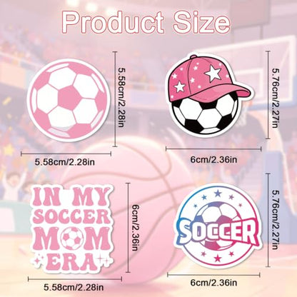 Pink Soccer Stickers for Women - 100 Pcs Cute Soccer Vinyl Sticker Decals, Sports Decals for Laptop Water Bottle Phone Case Notebook Skateboard Helmet Luggage Gift - style: Soccer