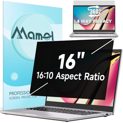 Mamol 360° Privacy Screen for Laptop 16 Inch 16:10, 4 Way Computer Monitor Privacy Shield, Anti Glare Blue Light Filter Compatible with Lenovo Hp Dell Acer Asus Thinkpad Envy Xps - color: Black for Laptop, size: Laptop 16 inch 16:10 Aspect