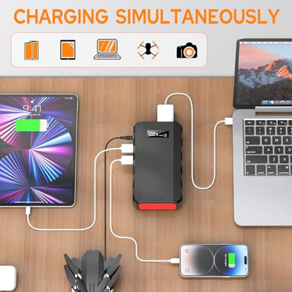 Portable Power Station with AC Outlet 120V, 24000mAh Laptop Charger Bank | Powkey 86Wh Solar Generator (Excludes Solar Panel) Lithium Battery Power 65W AC for Camping Emergency Backup - color: Black
