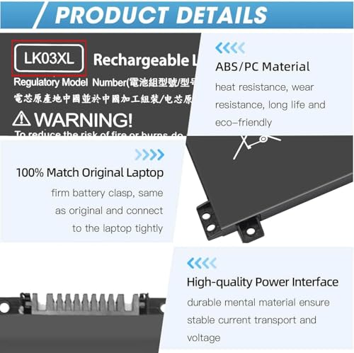 LK03XL L09281-855 Battery for HP Envy X360 Convertible 15m-cn0011dx | for HP Envy X360 15m-cn0012dx 15m-cn0xxx 17m-bw0013dx 17m-ae1xx 15m-bp112dx 916814-855 916368-421 LKO3XL - size: 7.35*3.5*0.5inch LK03XL
