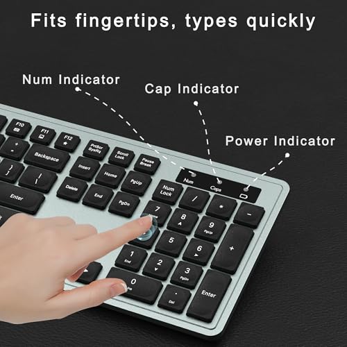 MPTOG Wireless Keyboard and Mouse Combo, Full-Size 104-Key Office Keyboard with 15 Function Keys, Numeric Keypad, Single USB Receiver, Compatible with PC and Laptop(Gray) - color: Gray