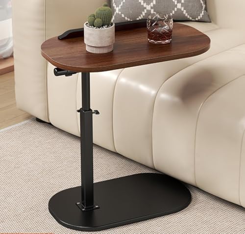 C Table End Table Adjustable Height,Round Recliner Side Table,360°Swivel Bathtub Tray Table Withthick Metal Bracket,Small Coffee Tabl,Modern Bedside Table,for Sofa/Bed/Bathtub(Dark Brown) - color: Dark Brown