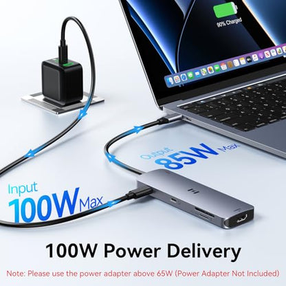 Selore USB-C Hub HDMI Adapter 8-in-1 USB-C Video Hub 4K@60Hz USB-C Dongle | USB-C Hub with HDMI, USB-C Data Port, 100W PD, Docking Station for MacBook Pro/Air Dell XPS/Lenovo Thinkpad/HP/Surface/Yoga