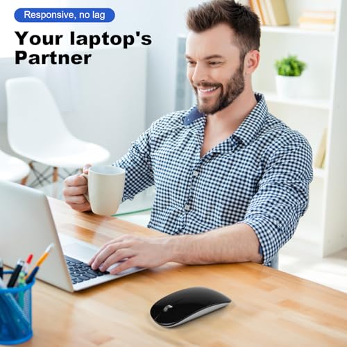 DC Wireless Mouse, 5 in 1 Bluetooth USB C Rechargeable Mouse for Laptops Disktops Tablets Compatible with Apple MacBook Pro/Air iPad iMac Sureface Chromebook Computer (Black Silver) - style: Black Silver