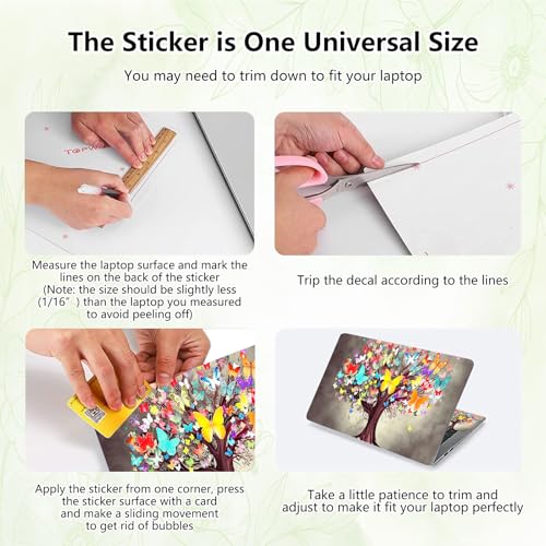 Laptop Skin Sticker Decal, Universal Reusable Vinyl Laptop Cover for 12" 13" 13.3" 14" 15" 15.4" 15.6" Notebook PC, Reusable Waterproof Scratch-Resistant with 2 Wrist Pads,Butterfly Tree - color: Butterfly Tree