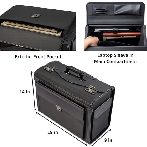 HAMMER ANVIL 19 Wheeled Briefcase Rolling Case Sales Sample Pilot Lawyer Attache - color: Black Ballistic Nylon