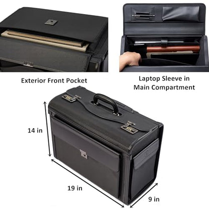 HAMMER ANVIL 19 Wheeled Briefcase Rolling Case Sales Sample Pilot Lawyer Attache - color: Black Ballistic Nylon