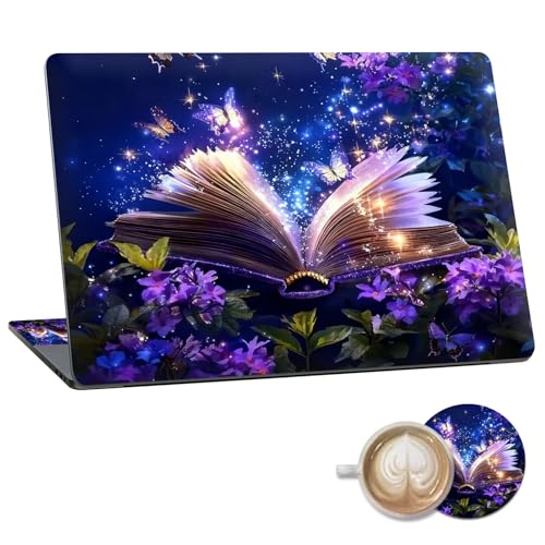 Laptop Skin Sticker Decal 15.6 Inch,12 13 13.3 14 15 15.6 in Laptop Netbook Skins for Notebook,Art Decal Removable Waterproof Scratch Resistant,Universal Vinyl Cover,Book Glitter Butterfly - color: Book Glitter Butterfly