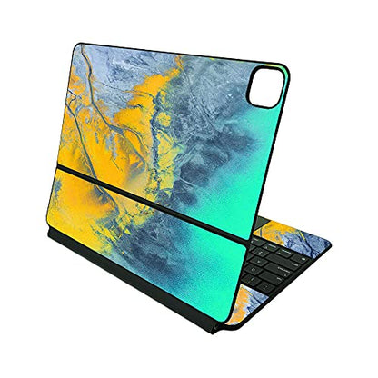 MightySkins Skin Compatible with Apple Magic Keyboard for iPad Pro 12.9" (3rd-6th Generation) - Yellow Spill | Protective, Durable, and Unique Vinyl Decal wrap Cover | Easy to Apply | Made in The USA - color: Yellow Spill