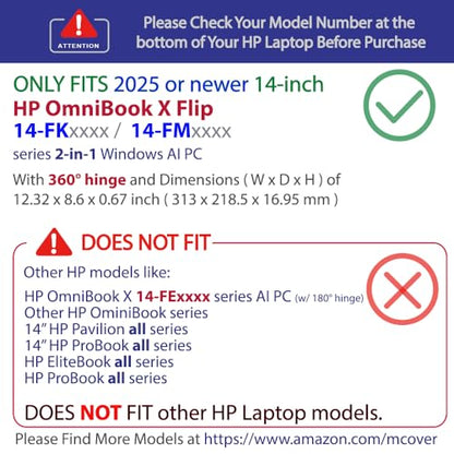 mCover Hard Case ONLY Compatible for 2025+ 14" HP OmniBook X Flip 14-FMxxxx 14-FKxxxx 2-in-1 (with 360° Hinge) Windows Laptop (NOT Fitting Any Other HP Models)- Aqua - color: Aqua