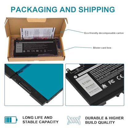 Futurebatt R8D7N 1V1XF Laptop Battery Replacement for Dell Inspiron 3540 M3550 Latitude 5400 5500 5510 7590/7591/7791 2-in-1 P80F P80F001 P84F H82T6 0C5GV2 W8GMW 0W8GMW 0R8D7N - size: R8D7N 8.94 4.96 0.71in