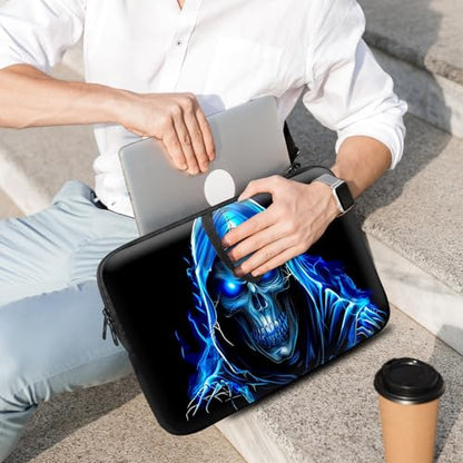 14 15 15.4 15.6 inch Laptop Handle Bag Computer Bag, Pouch Holder Notebook Sleeve Cover Soft Case Compatible for Dell,Lenovo,Toshiba HP, Asus Notebook-Blue Skull - color: Blue Skull