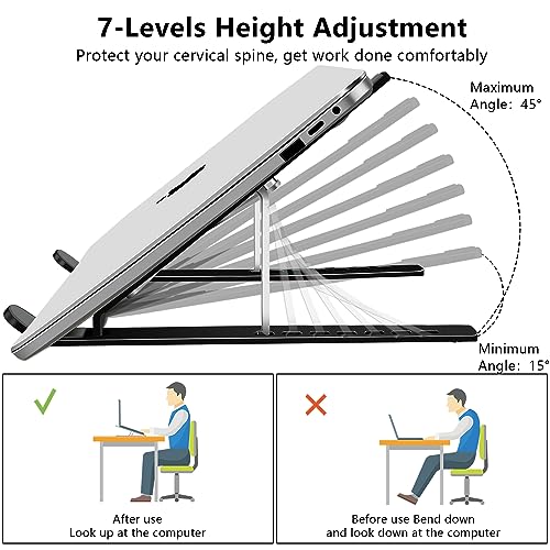 Laptop Stand, Computer Tablet Stand, Adjustable Aluminum Foldable Portable Laptop Holder Riser, Compatible with MacBook Air Pro, Lenovo, HP, Dell, More 10-15.6” Laptops and Tablets (Black) - color: D102 Black