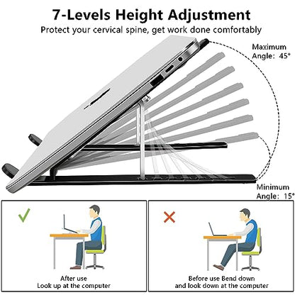 Laptop Stand, Computer Tablet Stand, Adjustable Aluminum Foldable Portable Laptop Holder Riser, Compatible with MacBook Air Pro, Lenovo, HP, Dell, More 10-15.6” Laptops and Tablets (Black) - color: D102 Black