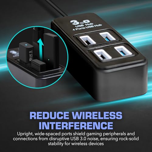 Rebuff Reality 4-Port USB 3.0 Hub for Wireless VR Dongles and Gaming | Reduces Wireless Interference for VR Dongles and Provides a Stable Connection for Mouse, Keyboard, Headset, PC, Mac - size: 4-PORT
