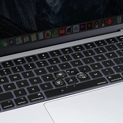 MOSISO Keyboard Cover Skin Compatible with MacBook Air 15 inch M3 M2 | A3114 A2941/Air 13.6 A3113 A2681/Pro 14/16 M4 M3 M2 M1, Black - color: Black