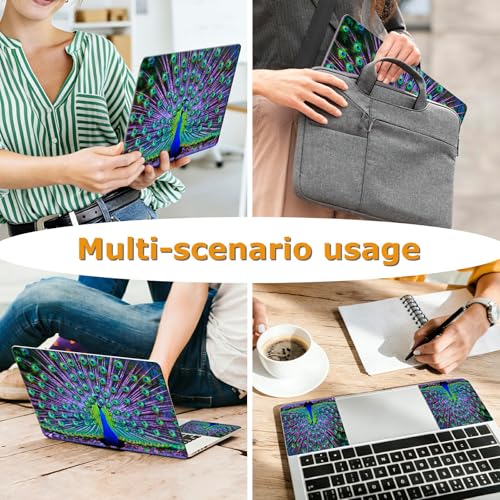 Universal Laptop Skin Sticker with 2 Wrist Pad Decals, 3-Piece Removable Vinyl Laptop Cover, Peacocks Waterproof Anti-Scratch, Easy-Trim Fit for 13.3" 14" 15.6" Laptops - color: Peacocks
