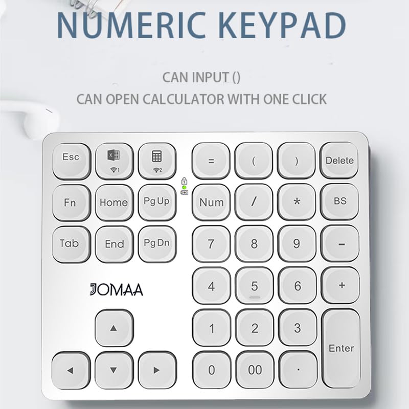 36 Keys Bluetooth Numeric keypad Portable Mini Financial Accounting Rechargeable Number pad Ultra-Silent for iPad Laptop,Mac, iMac, Tablet, PC and Desktop (Silver) - color: silver