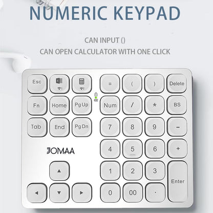 36 Keys Bluetooth Numeric keypad Portable Mini Financial Accounting Rechargeable Number pad Ultra-Silent for iPad Laptop,Mac, iMac, Tablet, PC and Desktop (Silver) - color: silver
