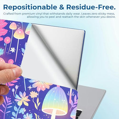 Reusable Universal Laptop Skin Sticker, Cut to Fit for 11.6–15.6 Inch Laptops, Waterproof Protective Film, No-Residue - Fantasy Glow Mushroom - color: Fantasy Glow Mushroom
