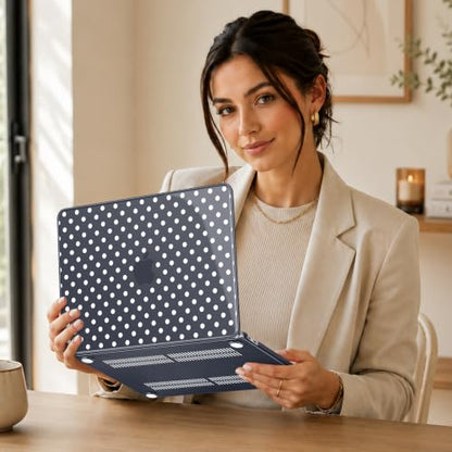 May Chen Compatible with MacBook Neo 13 inch Case 2026 Model A3404, Plastic Hard Shell,Keyboard Cover,Screen Protector,Dust Plug, for MacBook Neo 13" with A18 Pro Chip, Black Polka dot - color: Black Polka dot