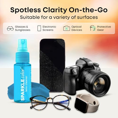 Eyeglass Lens Cleaner Spray & Repair Kit with Vinyl Flip-Top Pouch – 1oz Glasses Cleaner Bottle, Microfiber Cloth & Keychain Screwdriver for Eyeglasses, Sunglasses, Lenses & Screens (1 Pack) - size: 1 Fl Oz (Pack of 1), style: Pink | 1x1oz Lens Spray + 1
