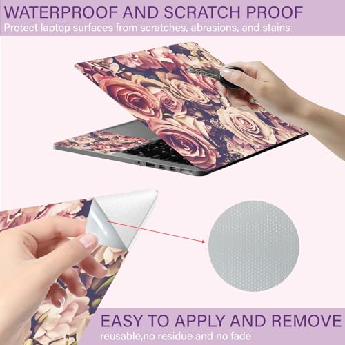CREATCABIN June Rose Laptop Skin Sticker Decal Netbook Skin Sticker Notebook Art Decal 12" 13" 13.3" 14" 15" 15.4" 15.6 Inch Laptop Protector Cover Waterproof Scratchproof Removable Easy to Apply - style: June Rose