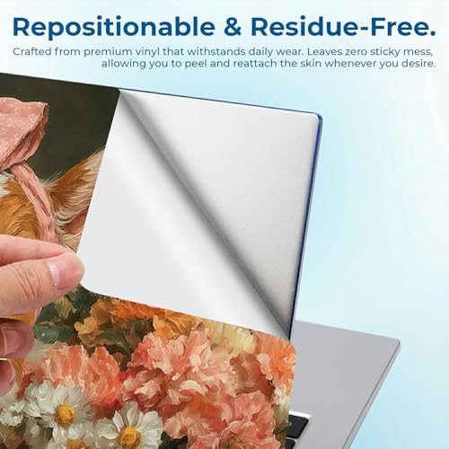 Reusable Universal Laptop Skin Sticker, Cut to Fit for 11.6–15.6 Inch Laptops, Waterproof Protective Film, No-Residue - Blooming Tub Calf - color: Blooming Tub Calf