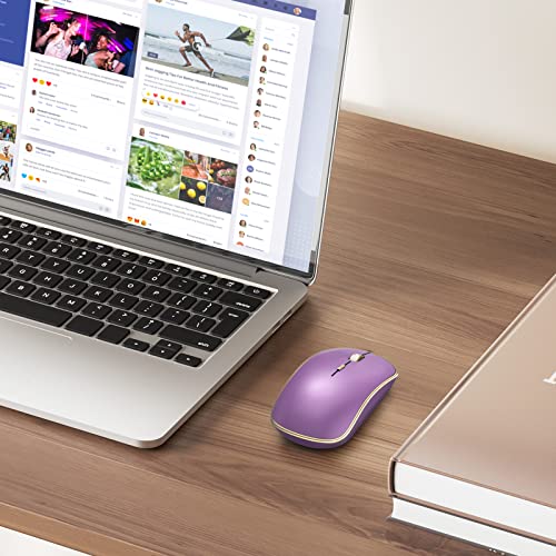 JOYACCESS Silent Wireless Mouse - 2.4G Portable & Ergonomic with 5 DPI Levels for Desktop, Notebook, PC & Laptop (Purple) - color: Purple