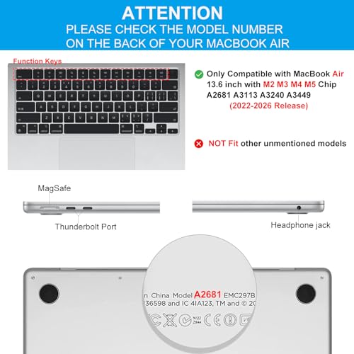 CaseBuy MacBook Air 13.6 Trackpad Protector Cover for 2026 2025 2024 2023 2022 MacBook Air 13.6" M5 M4 M3 M2 Chip A3449 A2681 A3113 A3240 with Touch ID Clear Anti-Scratch Touch Pad Protector -2PCS - size: MacBook Air 13" M2 M3 M4 M5(2022-2026)