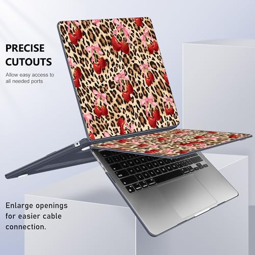 May Chen for MacBook Air 15 inch Case M5 M4 M3 M2 2026 2024-2023, Model A3448 A3241 A3114 A2941, Closes Seamlessly Hard Shell Laptop Cover with Keyboard Cover, Cherry and Cheetah - color: Cherry & cheetah