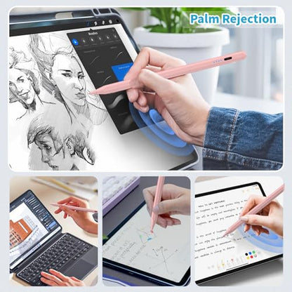 Stylus Pen for iPad,(2018-2026) Fast Charge with Tilt Sensitivity & Palm Rejection Compatible with iPad Pro 11"/12.9", iPad mini 5/6, iPad Air 3/4/5, iPad 6/7/8/9/10 (PK) - color: PK