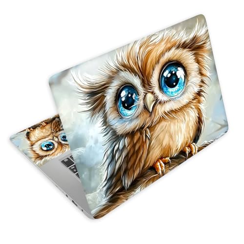 Universal Laptop Skin Decal, 3-Piece Vinyl Protector for 12 13 14 15.6" Notebook, Waterproof Anti-Scratch, Easy Trim & Bubble-Free Finish, Cute Baby Owl - color: Cute Baby Owl