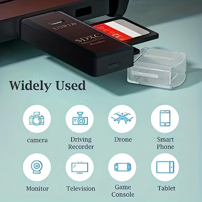 SB 3.0, 2.0 Card Reader, 5Gbps 2-in-1 SD Card Reader to USB Adapter, Suitable for MMC, RS-MMC, Card Reader and UHS-I Card, Black3.0 - color: Black3.0