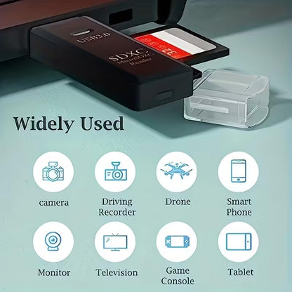 SB 3.0, 2.0 Card Reader, 5Gbps 2-in-1 SD Card Reader to USB Adapter, Suitable for MMC, RS-MMC, Card Reader and UHS-I Card, Black3.0 - color: Black3.0