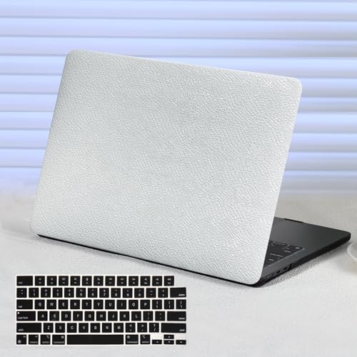 Funut for MacBook Air 13 Inch Case 2026 2025-2022 M5 M4 M3 M2 A3449 A3240 A3113 A2681, Luxury Snake PU Leather Scratch & Shockproof Hard Shell Case & Keyboard Cover,Snake Skin White - color: Snake White, size: 2022-2026 MacBook Air 13.6 inch M2 M3 M4 M5