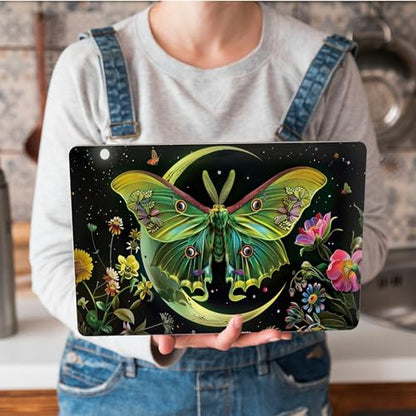 Universal Laptop Skin Sticker with 2 Wrist Pad Skins, Waterproof Scratch Resistant Vinyl Laptop Cover Decal, Cut to Fit for 11–15.6 Inch MacBook HP Dell Lenovo, Moth Moon Flowers - color: Moth Moon Flowers