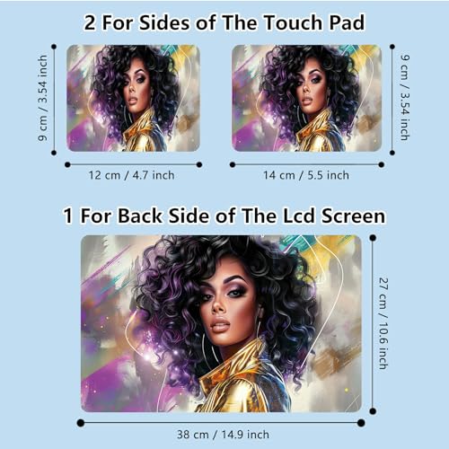 Universal Laptop Skin Sticker with 2 Wrist Pad Skins, Waterproof Scratch Resistant Vinyl Laptop Cover Decal, Cut to Fit for 11–15.6 Inch MacBook HP Dell Lenovo, Beauty Woman - color: Beauty Woman