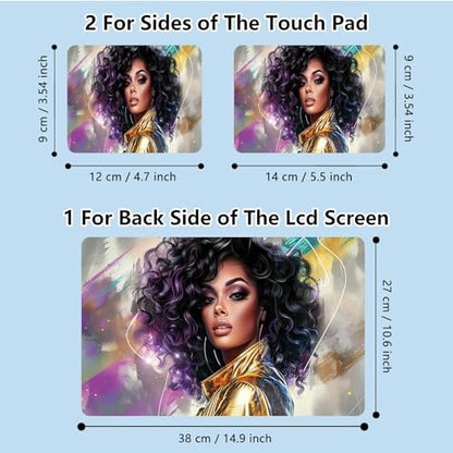 Universal Laptop Skin Sticker with 2 Wrist Pad Skins, Waterproof Scratch Resistant Vinyl Laptop Cover Decal, Cut to Fit for 11–15.6 Inch MacBook HP Dell Lenovo, Beauty Woman - color: Beauty Woman