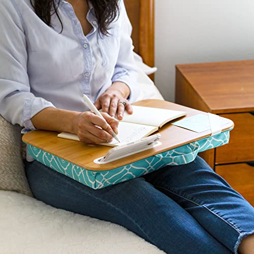 LAPGEAR Designer Lap Desk – Aqua Trellis, 2-Pack with Storage Basket - color: Aqua Trellis, size: 2-Pack Lap Desks + Basket