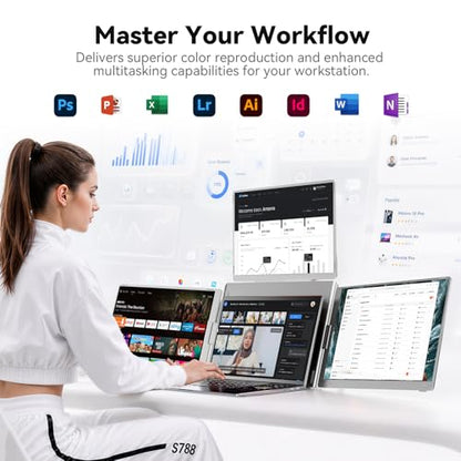Ladomi 16" Laptop Screen Extender, Quad Screen Laptop Monitor Extender | 1200P FHD, One Cable for 3 Screens, Driver Nedded, Fit for 12"-17.3" Laptop, Compatible with Wins/Mac M1|M2|M3|M4|M5