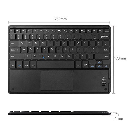FINTIE Ultrathin Wireless Bluetooth Keyboard with Touchpad for iPad Tablets | For iOS, Samsung Galaxy, Nexus and Other Android and Windows Device, 4mm Slim Design, Built-in Multi-touch Trackpad