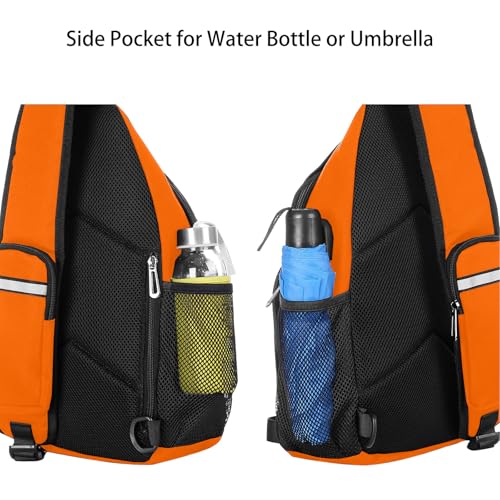 MOSISO Sling Backpack Bag, Crossbody Shoulder Bag Travel Hiking Daypack Chest Bag with Front Square Pocket&USB Charging Port - color: Orange