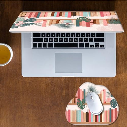 Laptop Skin Sticker Decal 15-15.6 Inch with Cute Mouse Pad, Universal Reusable Vinyl Sticker for 12.1 13 13.3 14 15.4 Inch Netbook and Notebook PC, Bookcase Plants - color: Bookcase Plants
