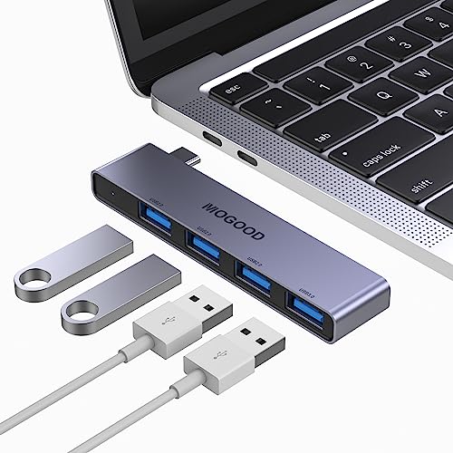 USB C to USB Hub 4 Ports,MOGOOD USB C to USB Hub Multiport Adapter,USB C Splitter with USB 3.0 Port,USB Type C Docking Station for MacBook Pro/Air2020/2019,Surface Pro and More - color: Sky Grey