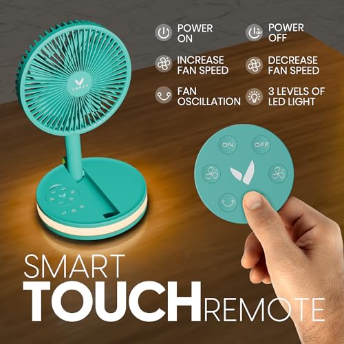 VENTY Portable Fan - Wireless Battery Operated Fan - 4 Speeds - LED Lighting - Carry Case & Remote Control - Cruise Travel - Outdoor Travel RV Power Bank With USB-C Port (Mint with Case) - color: Mint