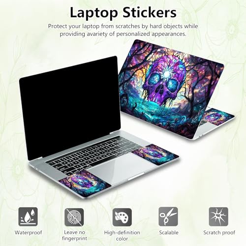 Laptop Skin Sticker Decal, Universal Reusable Vinyl Laptop Cover for 12" 13" 13.3" 14" 15" 15.4" 15.6" Notebook PC, Waterproof Scratch-Resistant with 2 Wrist Pads, Easy to Apply & Remove,Art Skull - color: Art Skull