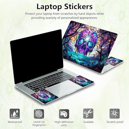 Laptop Skin Sticker Decal, Universal Reusable Vinyl Laptop Cover for 12" 13" 13.3" 14" 15" 15.4" 15.6" Notebook PC, Waterproof Scratch-Resistant with 2 Wrist Pads, Easy to Apply & Remove,Art Skull - color: Art Skull