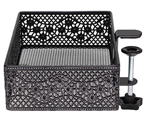 Under Desk Drawer, Clamp on Desk Organizer Under Table Hanging Desk Storage | Under desk organizer: clamp on desk drawer, under desk basket, hanging desk organizer, clamp on under table shelf, no-drill - size: Black